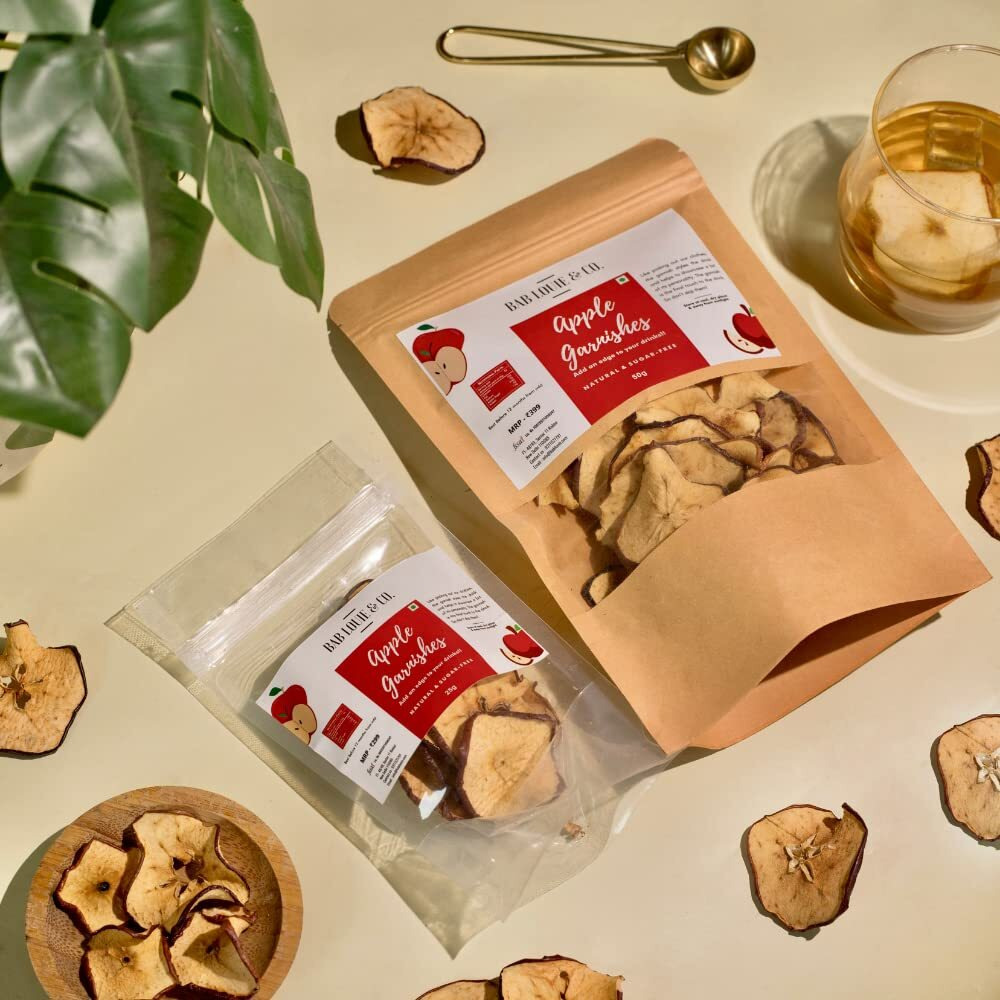 Bab Louie & Co. Apple Dehydrated Fruits Garnishes For Cocktail, Mocktail, Detox Water, Green Tea, Snacks | Air Dried | Gluten Free | Vegan | No Sugar | 100% Natural | Zero Preservatives | 50 gm