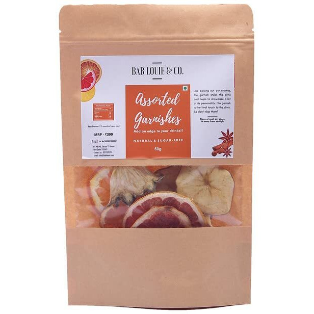 Bab Louie & Co. Assorted Dehydrated Fruits Garnishes For Cocktail, Mocktail, Detox Water, Green Tea, Snacks | Air Dried | Gluten Free | Vegan | No Sugar | 100% Natural | Zero Preservatives | 50 gm