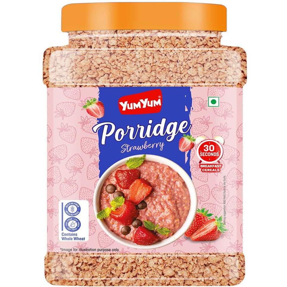 Yum Yum Strawberry Porridge - Bursting with Flavor and Nutrients in a Generous 750g Jar - A Wholesome Breakfast Choice for the Whole Family