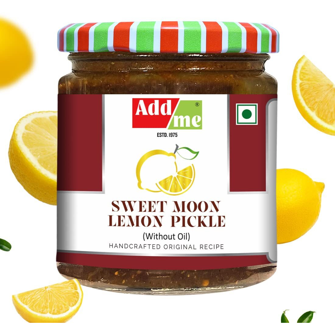 Add me Home Made khatta meetha Purana Nimbu Ka achar, Sweet Lemon Pickle 200gm Without Oil Glass Pack