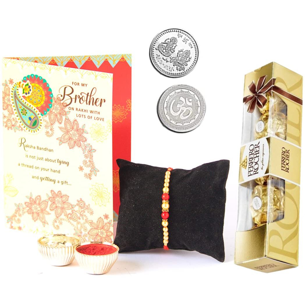 Archies Diamond Flower Rakhi, Roli Chawal, Chocolate & Greeting Card (Complimentary) for Rakhsha Bandhan