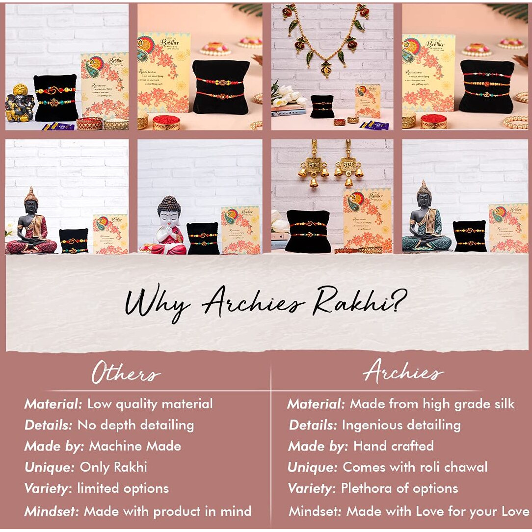 Archies Diamond Flower Rakhi, Roli Chawal, Chocolate & Greeting Card (Complimentary) for Rakhsha Bandhan