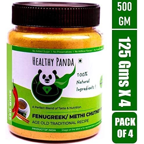HEALTHY PANDA Fenugreek Chutney Powder Methi Chutney, Metkut Chatni, Molaga Podi, Idly Dosa Chatani, Podi Chutni - 125 Gram, Pack of 4 (500 Grams)