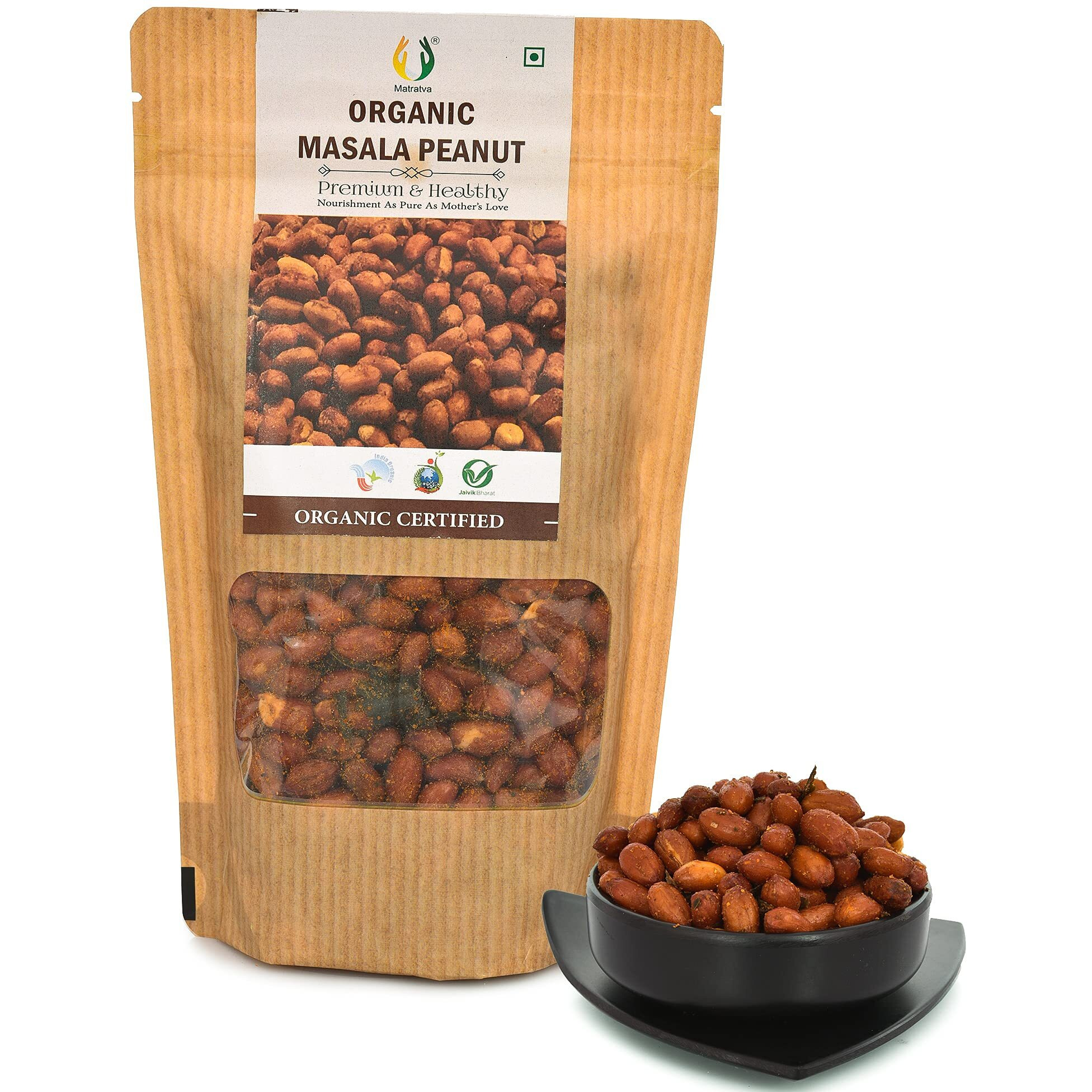 Matratva Organic Masala Peanut Namkeen  250 gm | Organic Namkeen | Rich in Protein | Crunchy & Spicy | Fried in Cold Pressed Groundnut Oil | Healthy Indian Snacks | No Preservatives