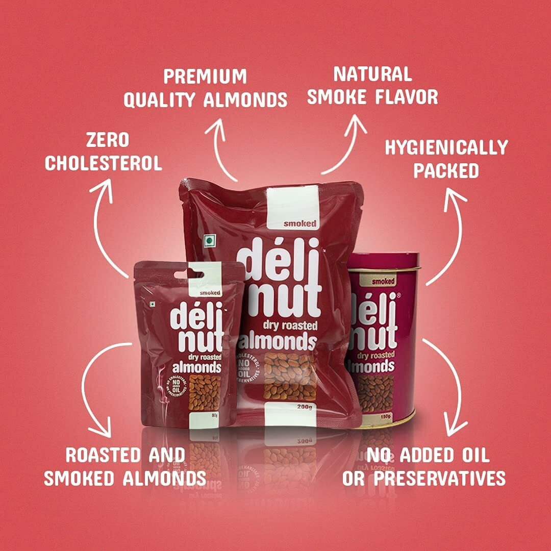 Delinut Dry Roasted Almonds | Smoked 50gm