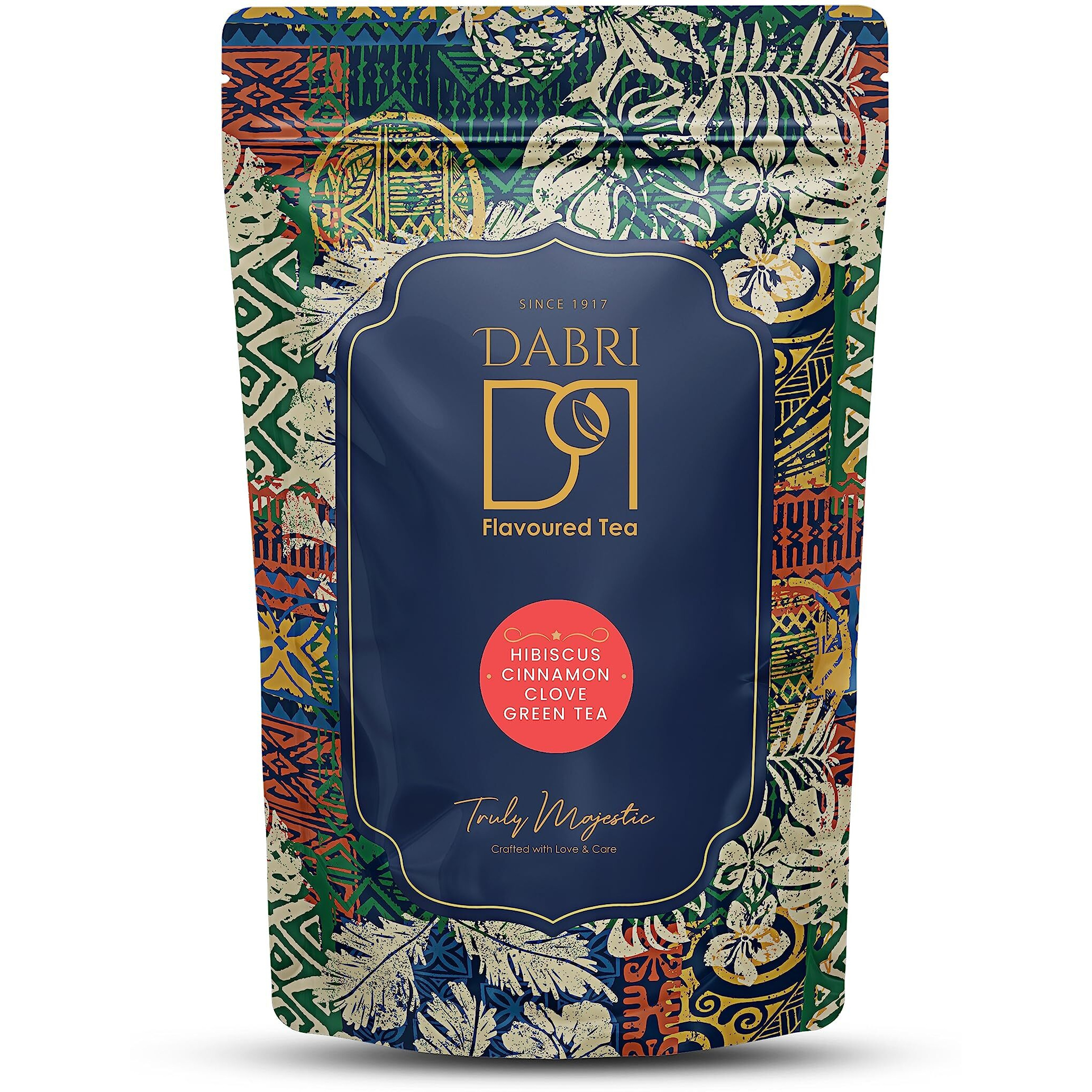 Dabri Hibiscus Cinnamon Clove Loose Leaves Green Tea Blend for Hair Regrowth and Healthy Heart, Made with Whole Green Tea Leaf and natural flavours (Pouch of 100gm)