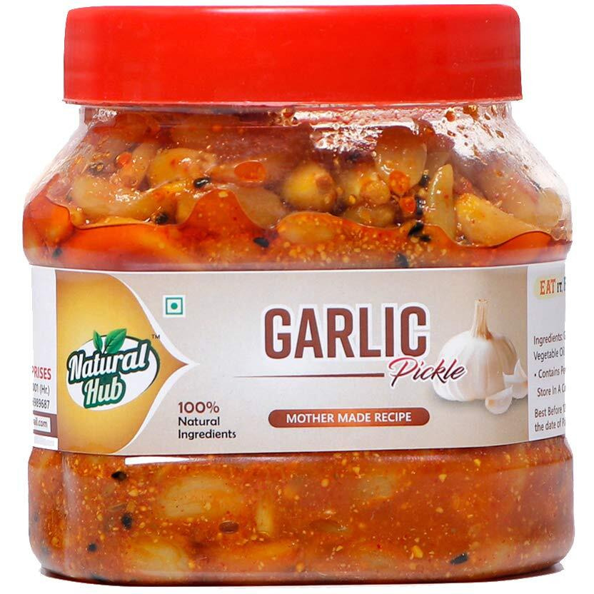 Natural Hub Mother Made Garlic Pickle, Lehsun Ka Achaar, (Garlic, 500 gm)