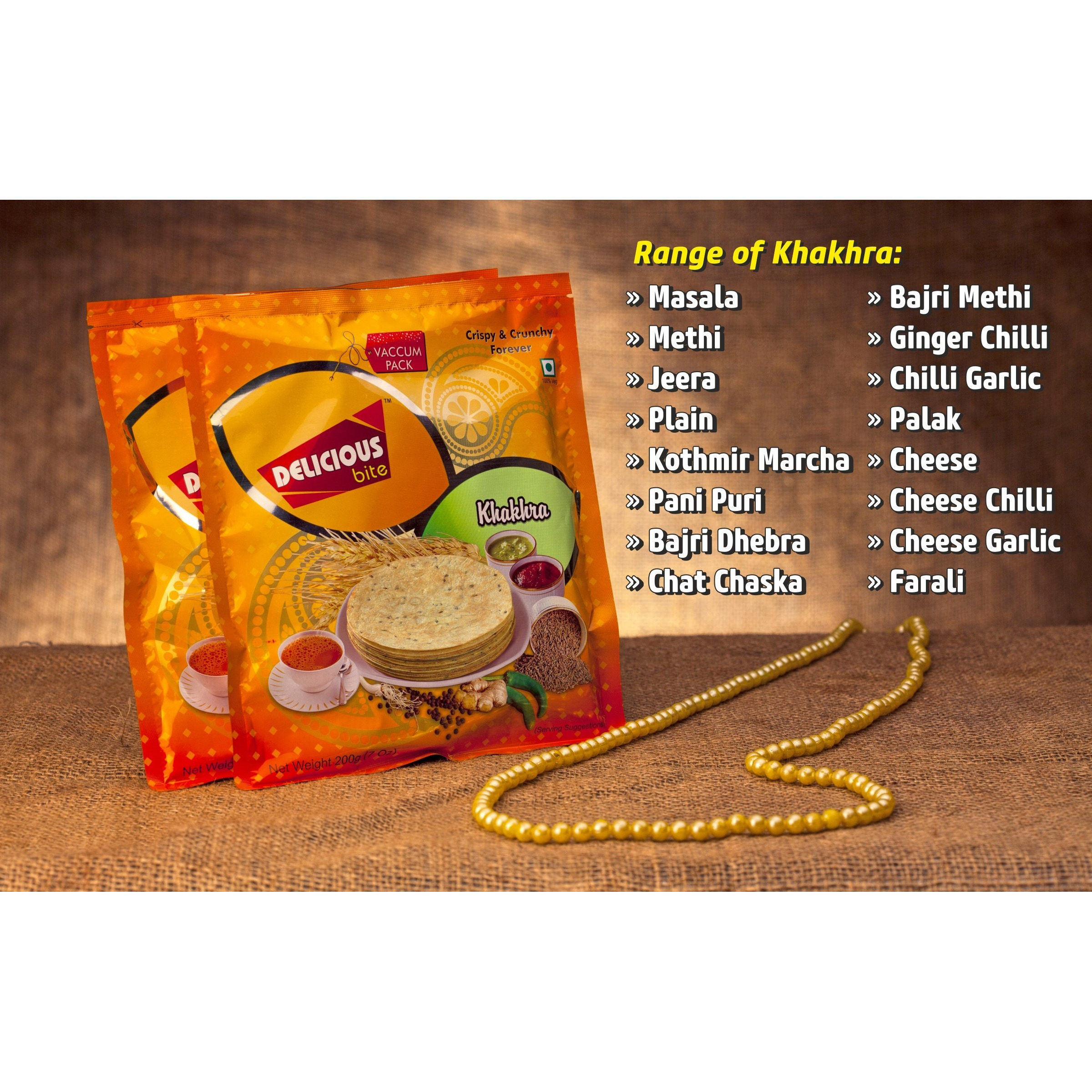 Delicious Bite Palak Khakhra (4 Packs of 200gm Each)