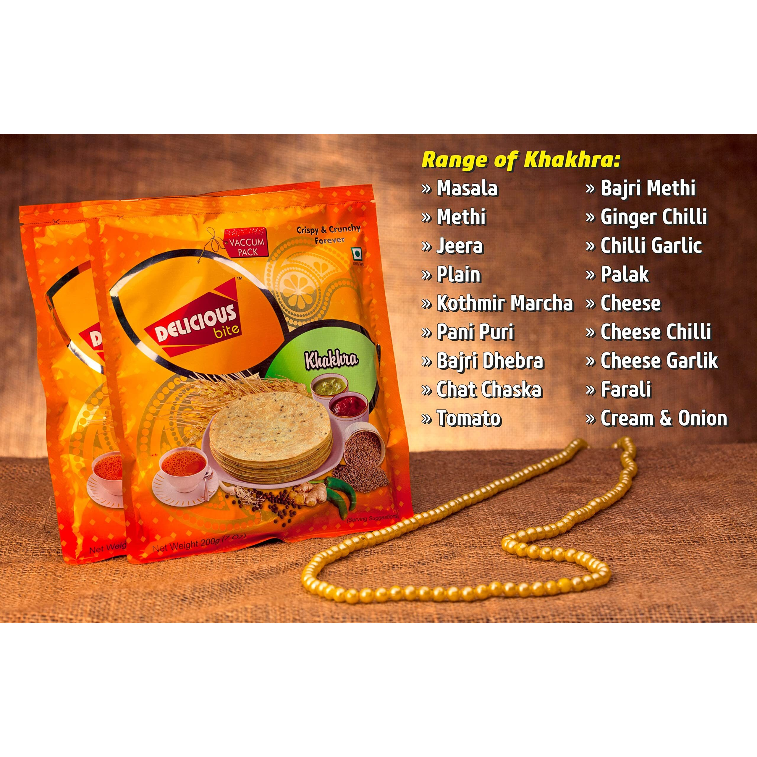 Delicious Bite - Methi Khakhra - 4 Packs of 200gm Each