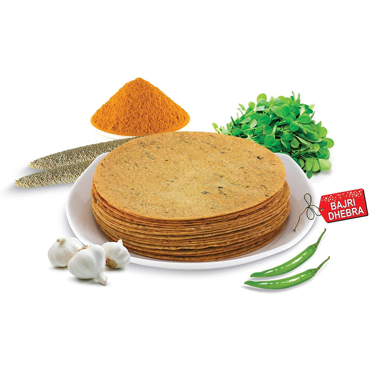 Delicious Bite Bajri Dhebra Khakhra (4 Packs of 200gm Each)