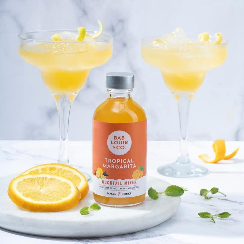 Bab Louie & Co. Tropical Margarita Cocktail Mixer | Makes 10 Cocktails & Mocktails | Non-Alcoholic & 100% Natural Mixers | Cocktail and Mocktail Syrup for Vodka, Gin, Rum | Zero Preservatives | 210ml