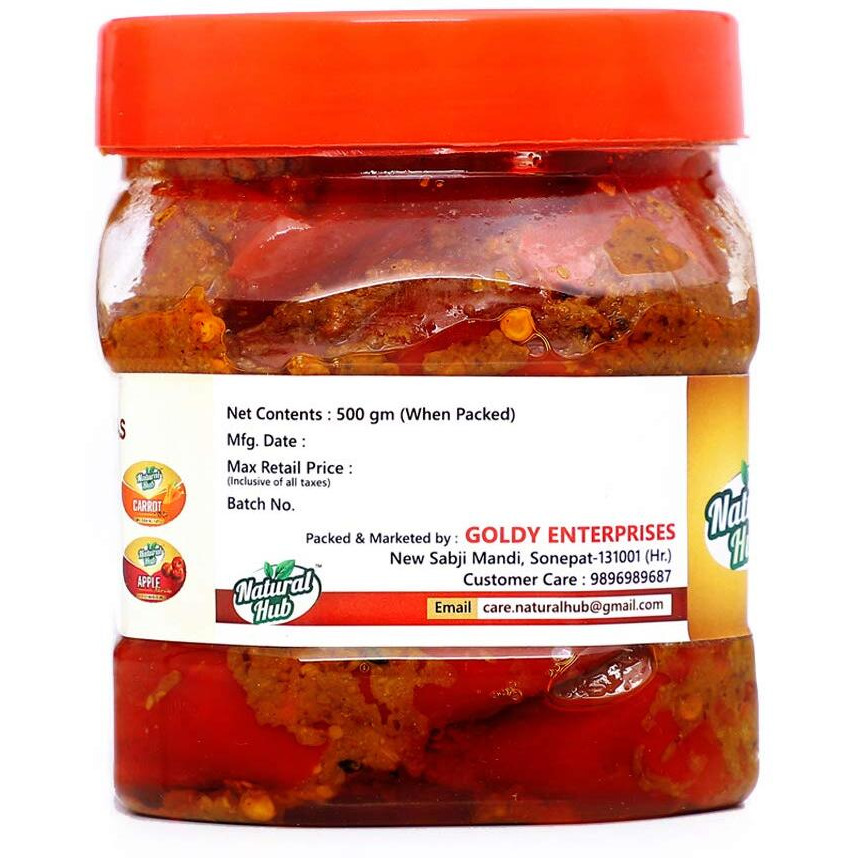 Natural Hub Homemade Marwadi Red Chilli Pickle, Lal Mirchi Ka Achaar (500 gm)