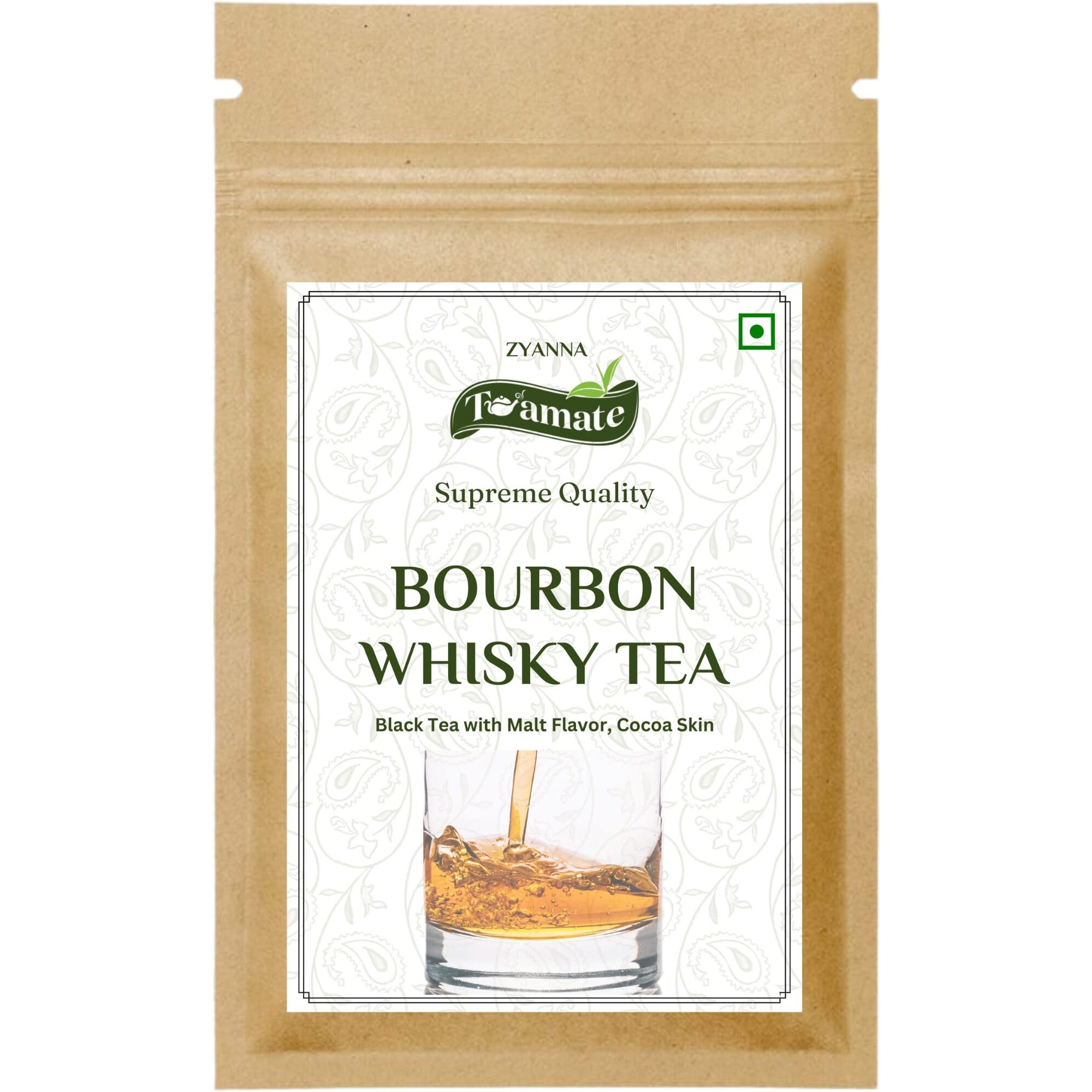 ZYANNA Bourbon Whiskya Tea - Black Tea With Malt Flavor, Cocoa Skin- Non-Acoholic Aromatic Beverage For Whiskey Lovers And Tea Enthusiasts - Teamate(Whiskya Tea-100Gm), Loose