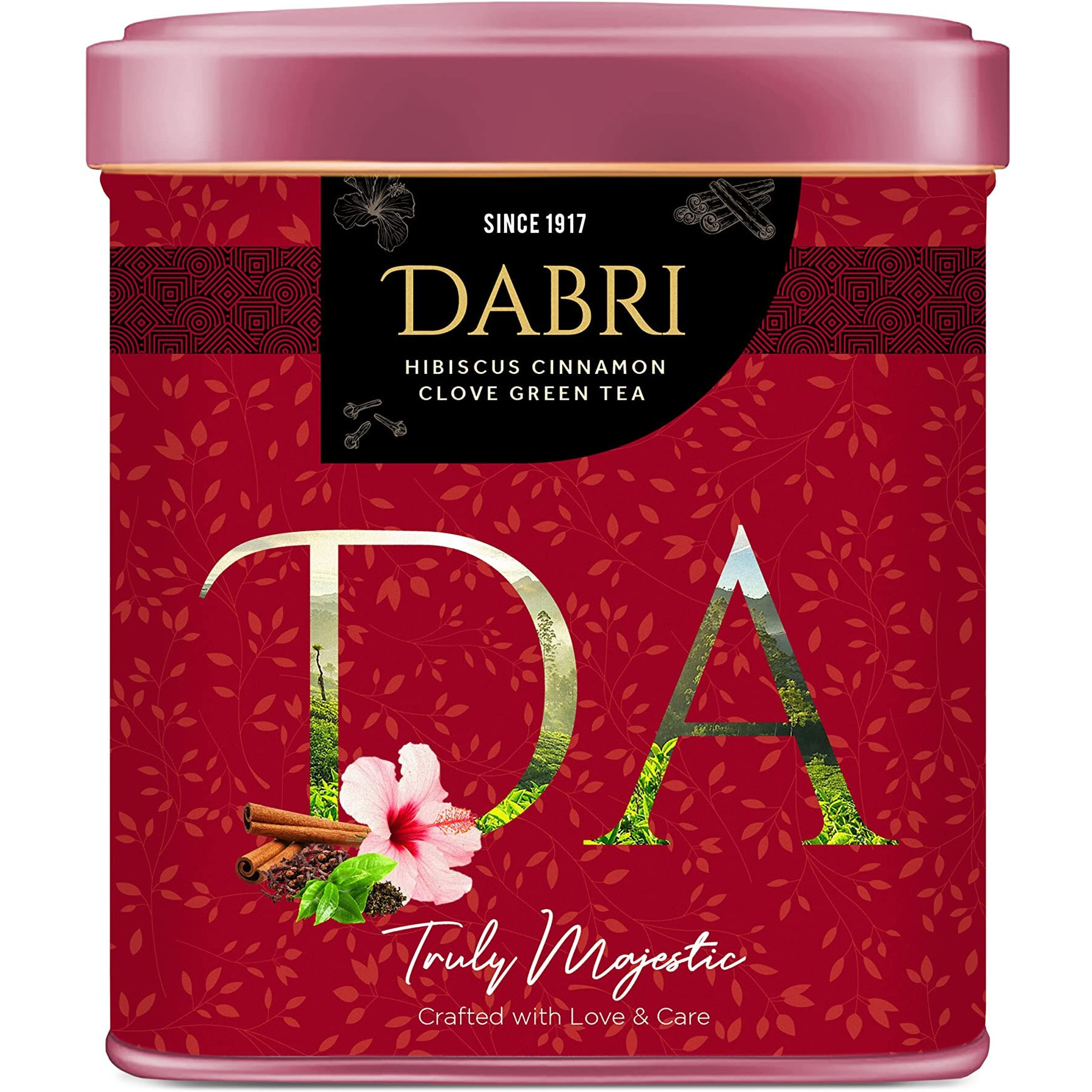 Dabri Hibiscus Green Tea loose leaves with Cinnamon Clove 40gm Box | Helps in maintain weight, Hair Regrowth and Blood Pressure Control | Blend of Green Tea Leaves, Hibiscus Flower & Spices (40gm Box)