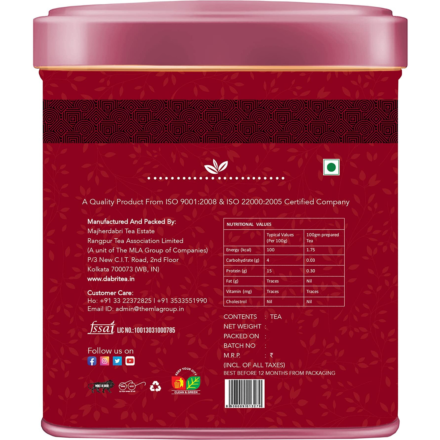 Dabri Hibiscus Green Tea loose leaves with Cinnamon Clove 40gm Box | Helps in maintain weight, Hair Regrowth and Blood Pressure Control | Blend of Green Tea Leaves, Hibiscus Flower & Spices (40gm Box)