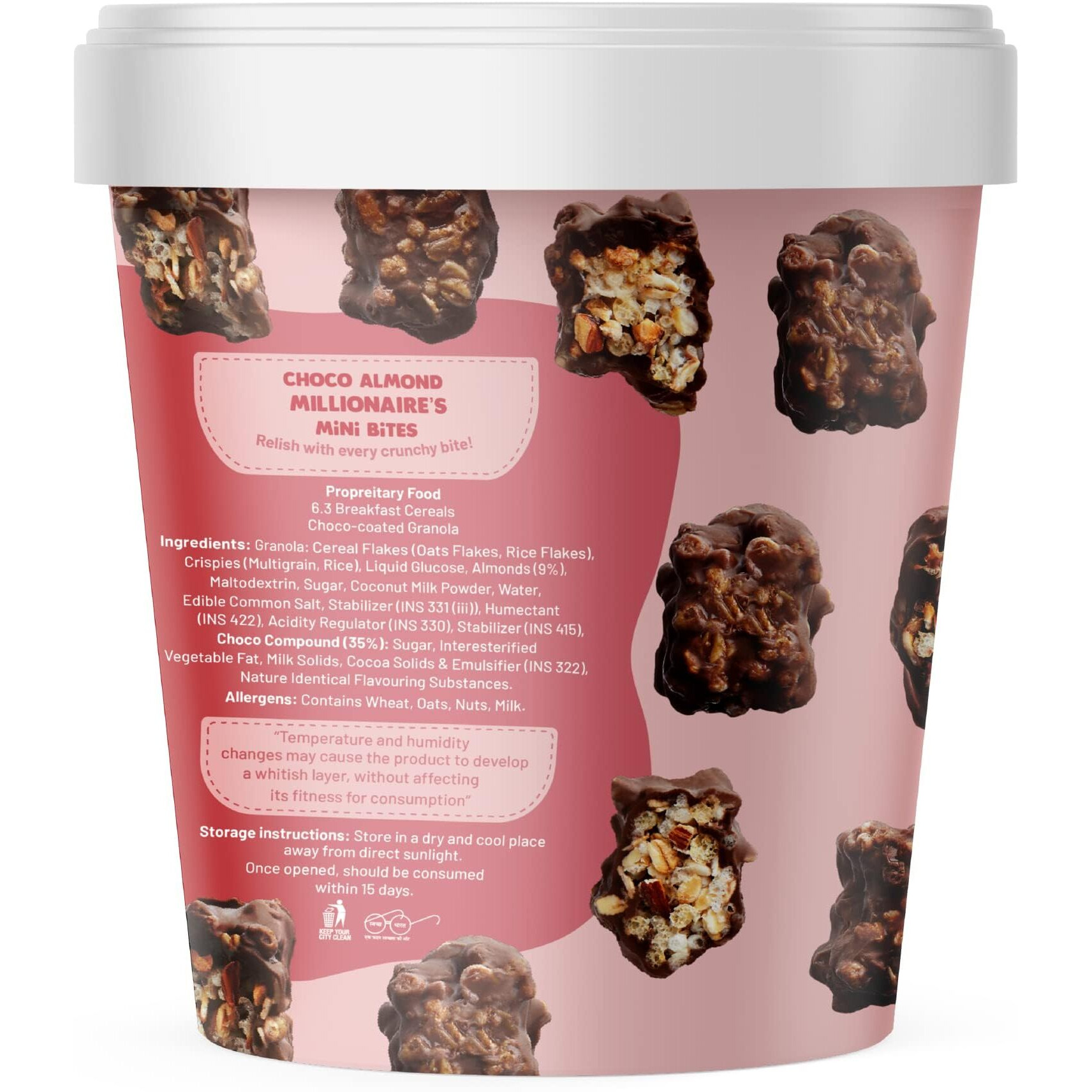 Fit & Flex Choco Almond Mini Bites With Oat Rich Fibre And High Protein | Granola Bars for Kids, No Artificial Colours & Flavours | As Seen on Shark Tank India | 70 g (Pack of 1)
