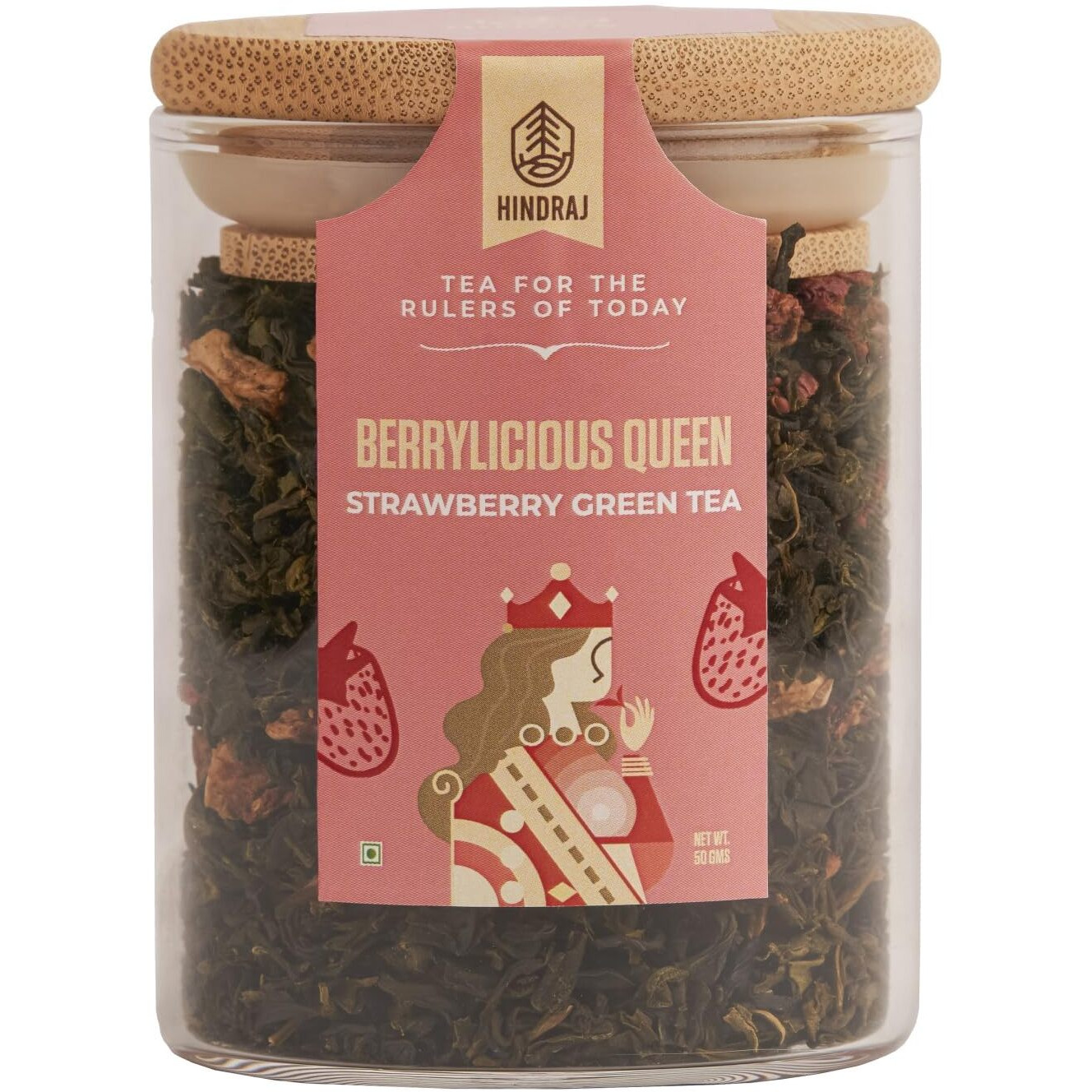 HINDRAJ Strawberry Green Tea- Berrylicious Queen | Loose Tea Leaves | Organic & Refreshing Ice Tea with 100% Natural Ingredients & No Added Sugar | 50 gm