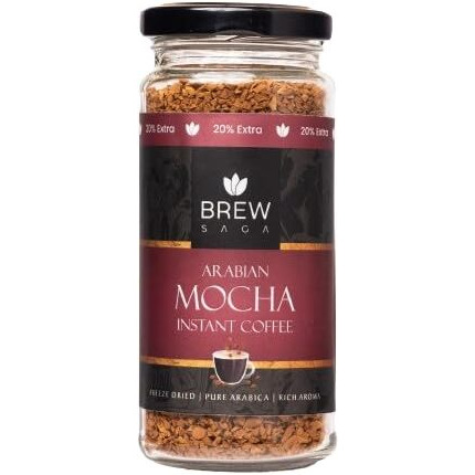 BREWSAGA Arabian Mocha Instant Coffee | 100% Arabica | Freeze-Dried | Flavoured Coffee | No Added Sugar | Makes 30 Cups | 60 Gram