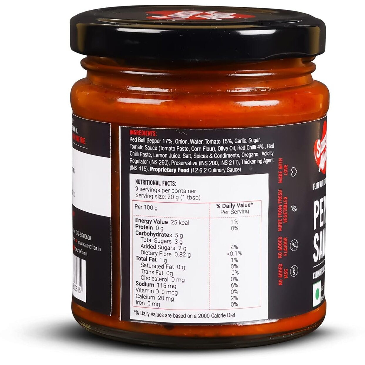 Saucy Affair Peri Peri Sauce | Tomato Chilli Sauce | Chilli Sauce | Red Chilli Sauce | Hot Sauce | Spicy Sauce | Pasta Sauce | Pizza Sauce Ready To Eat - 180 Gram