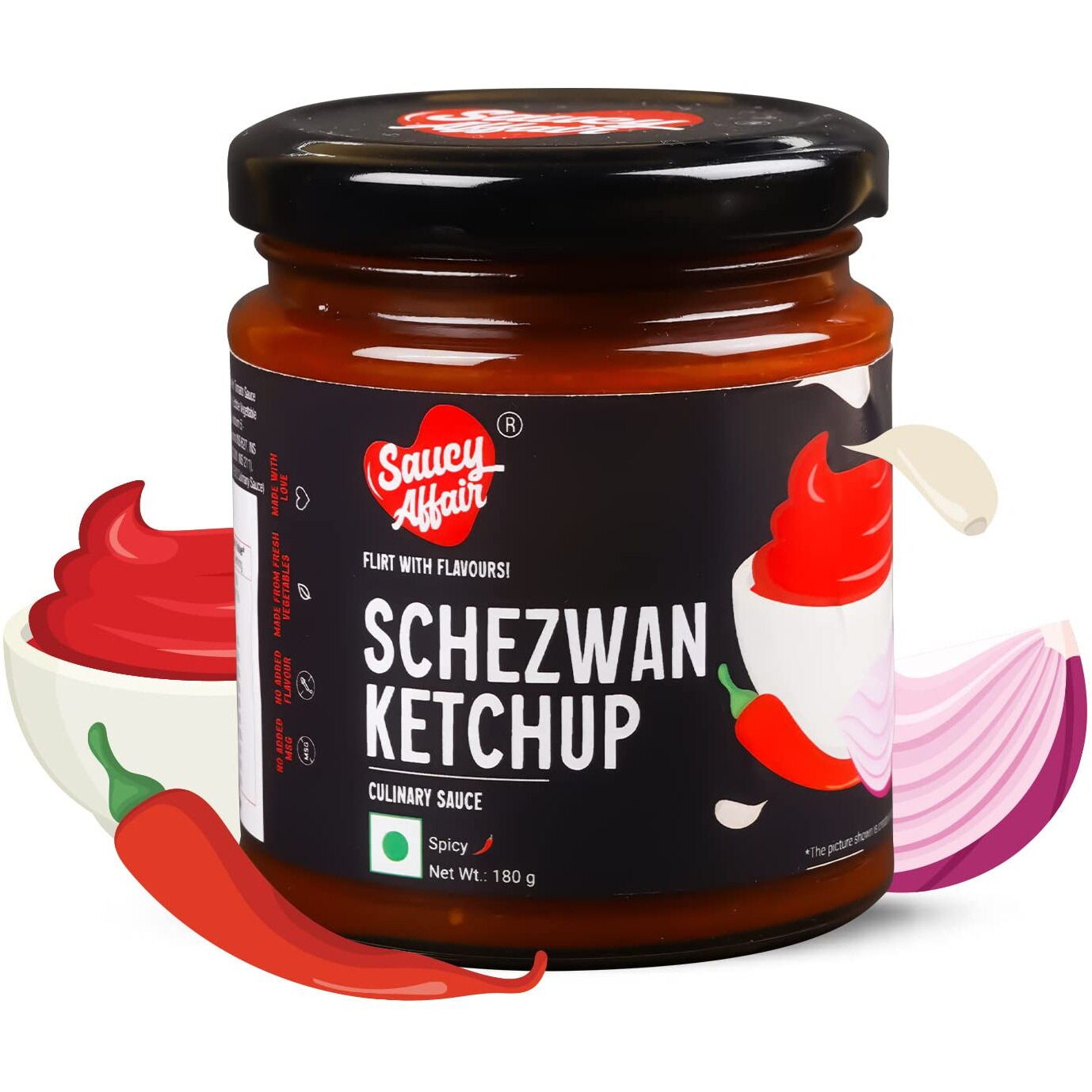 Saucy Affair Schezwan Sauce | Schezwan Chutney | Hot Sauce | Stir Fry Sauce | Spicy Chinese Sauce Ready To Eat, 180 Gram
