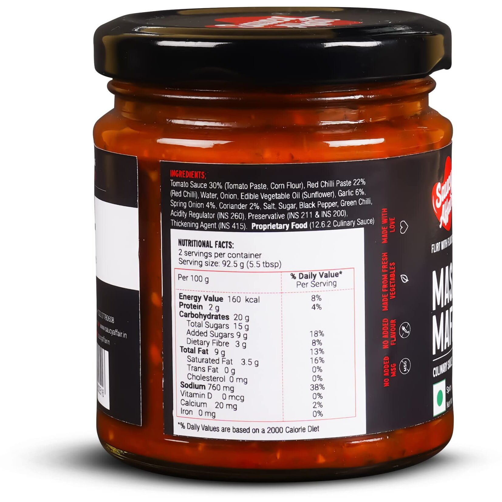 Saucy Affair Masala Mafia Sauces | Tomato Chilli Sauce | Red Chilli Sauce | Chinese Sauce | Spicy Sauce Ready To Eat - 180 Gram