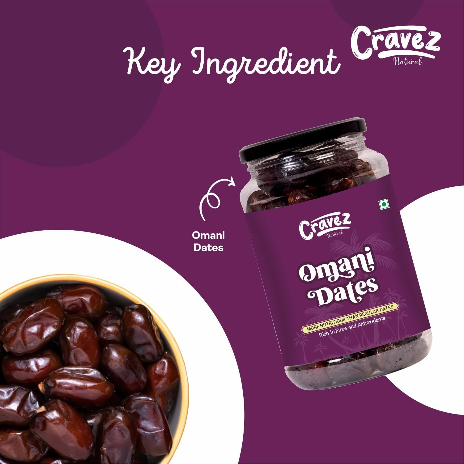 Cravez Premium Omani Dates 250 GM | Khajoor or Khajur Dry Fruit | Healthy & Nutritious Snack | Rich in Protein & Vitamins | Hygienically Packed