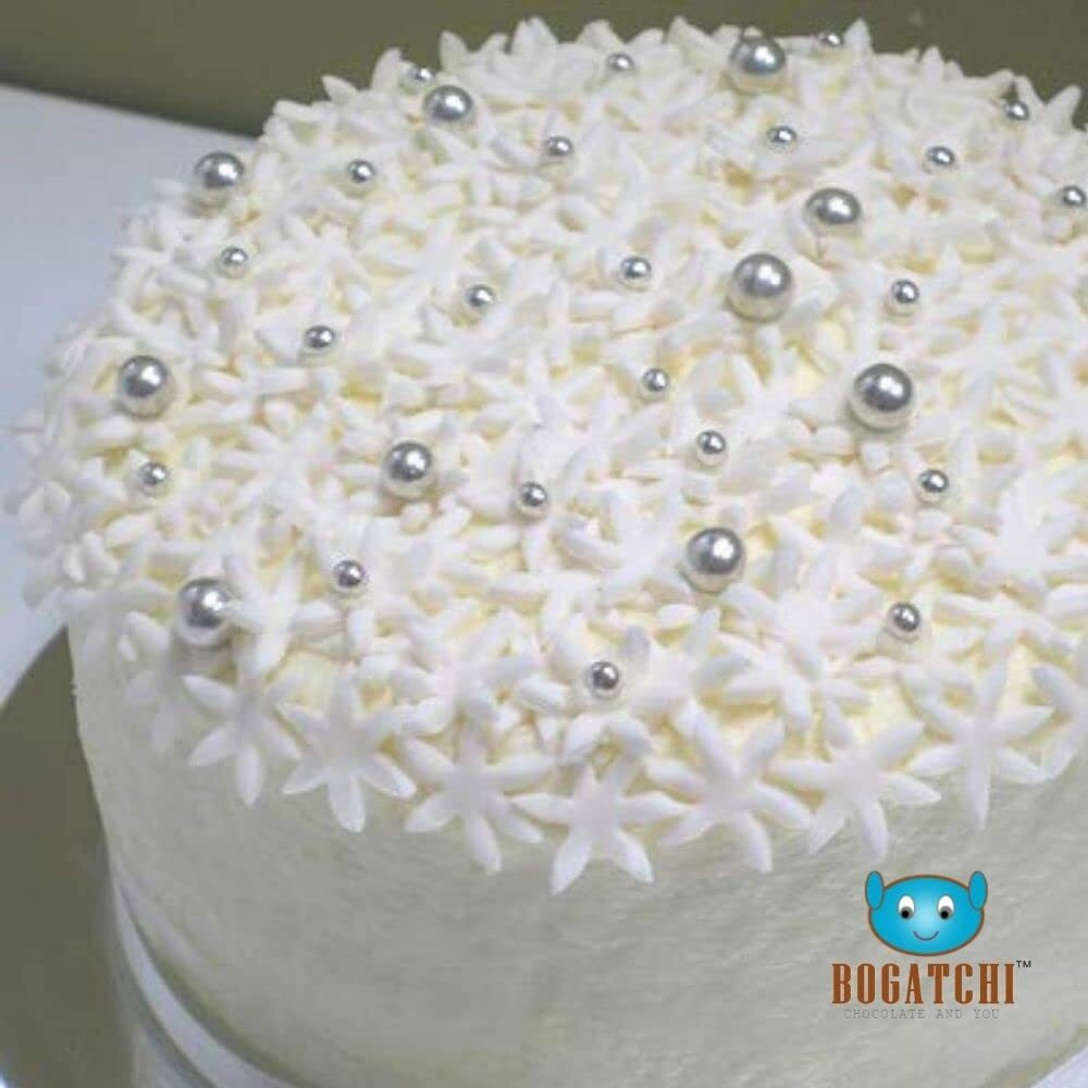 BOGATCHI Whipping cream for cake, Whipping Cream Powder, Premium Whipping cream Powder, Rich Whipping cream, Whipped Cream 50g |FREE One Extra Whipping Cream Powder(50g)+ Silver Balls (20g)