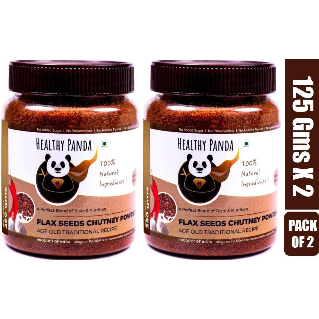 HEALTHY PANDA FLA x Seed Chutney Powder Jawas Chutney, Agasi Chatni, Alsi Chatani Powder, Aali Vithai Idli Podi - 125 Gram, Pack of 2 (250 Grams)