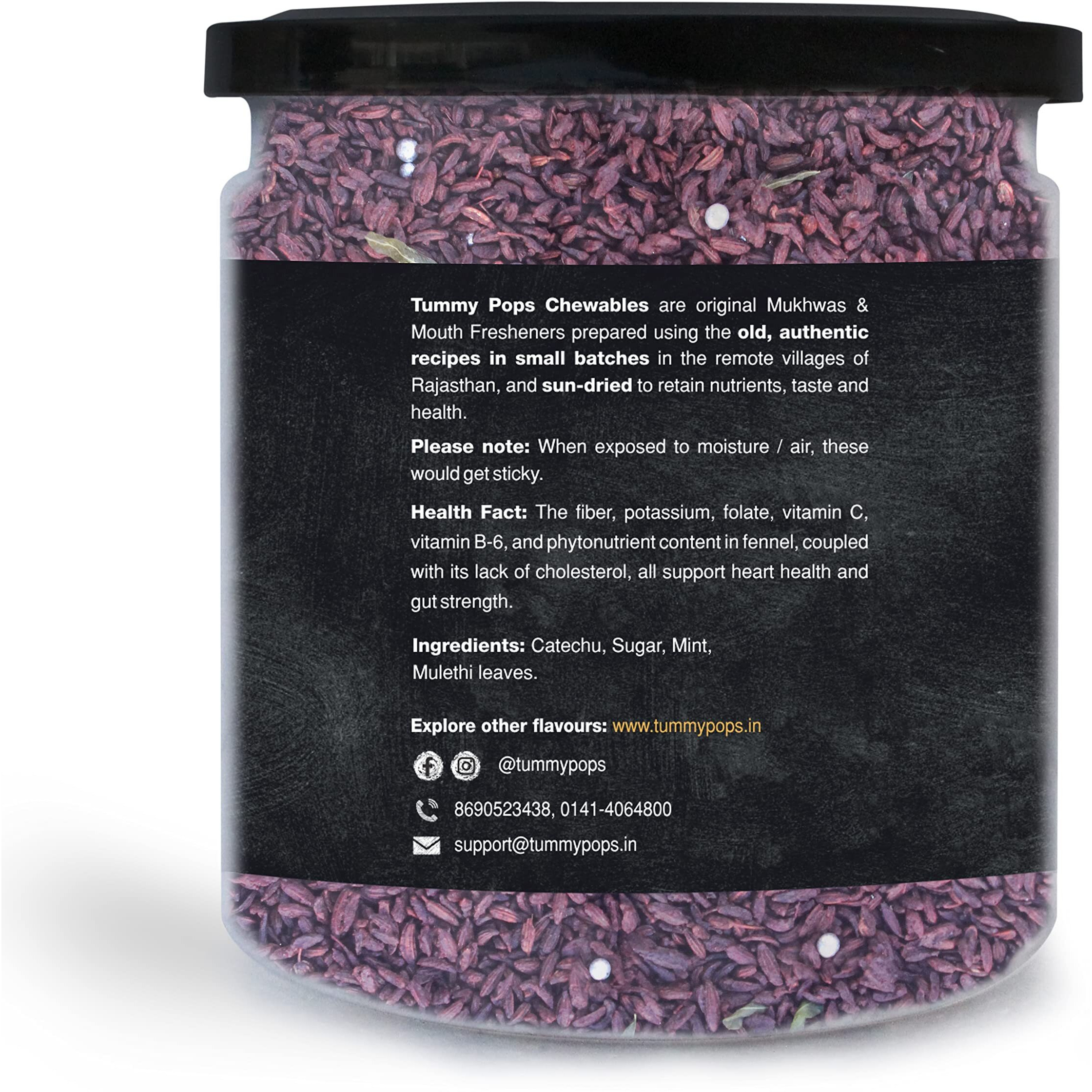 Tummy Pops Sweet Classic Saunf - 250gm Jar Handmade & Sun-Dried Sweet Saunf Mouth Fresheners, Fennel Seeds Saunf Mukhwas Mouth Fresheners [Hygienically Prepared & Packed]