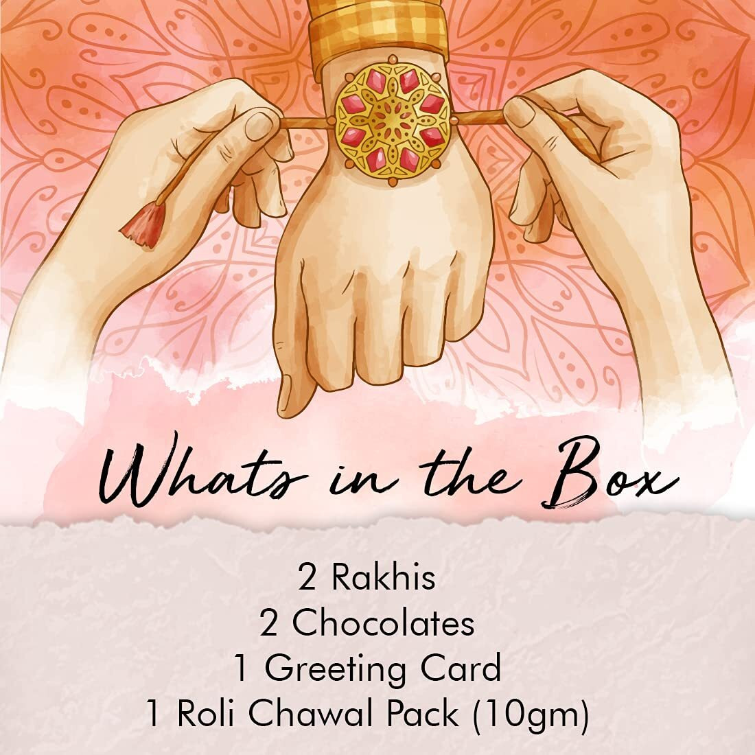 ARCHIES Rakhi For Brother Rakshabandhan Combo Set of 3 Crystal Stone Bhaiya/Bro/Bhai Rakhis with Greeting Card, 2 Dairy Milk Chocolates 24 gms, Roli Chawal 10 gms Pack (Gift pack of 7)