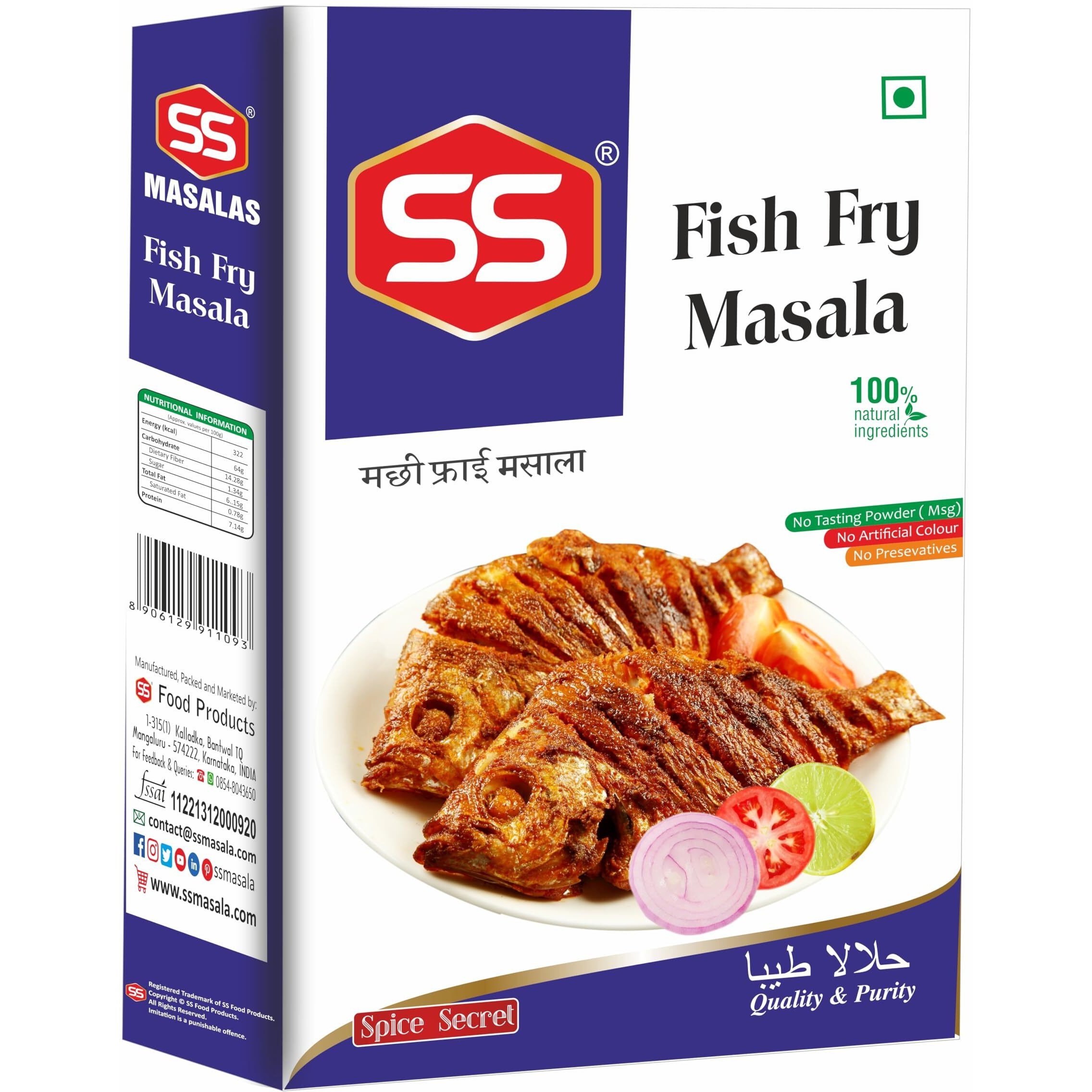 SS MASALAS Broast Chicken Mix, Kabab Masala Powder and Fish Fry Masala 100g each. Ready Mix Spices Combo Pack