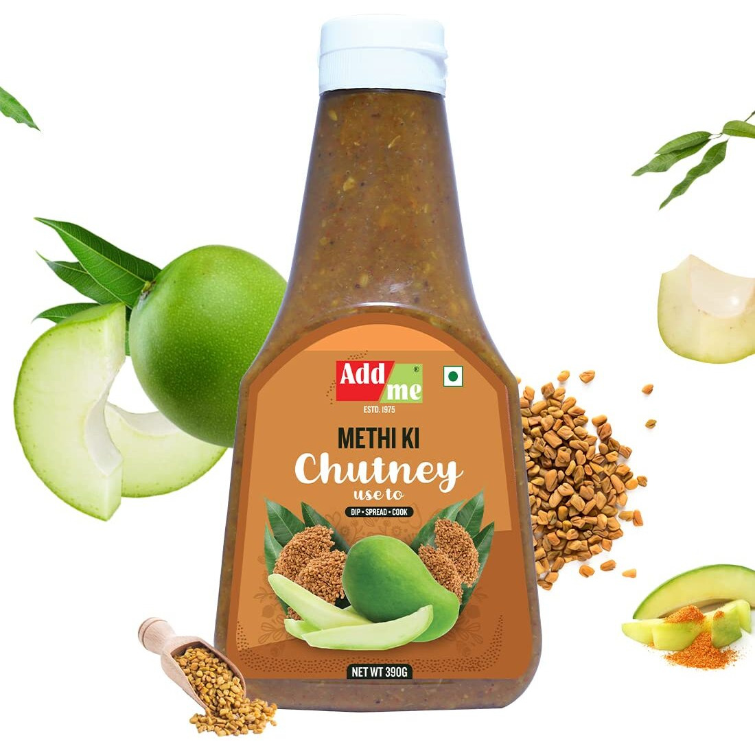 Add me Homemade Mango Methi Dana Pickle Chutney 390G Spicy Hing achar Marinade chatni methiya Ready to eat aloo sabzi Masala
