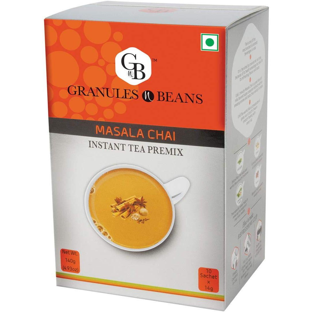 GnB GRANULES n BEANS Instant Masala Chai Tea Premix - (10 Sachet X 14 Gram  140 Gram)
