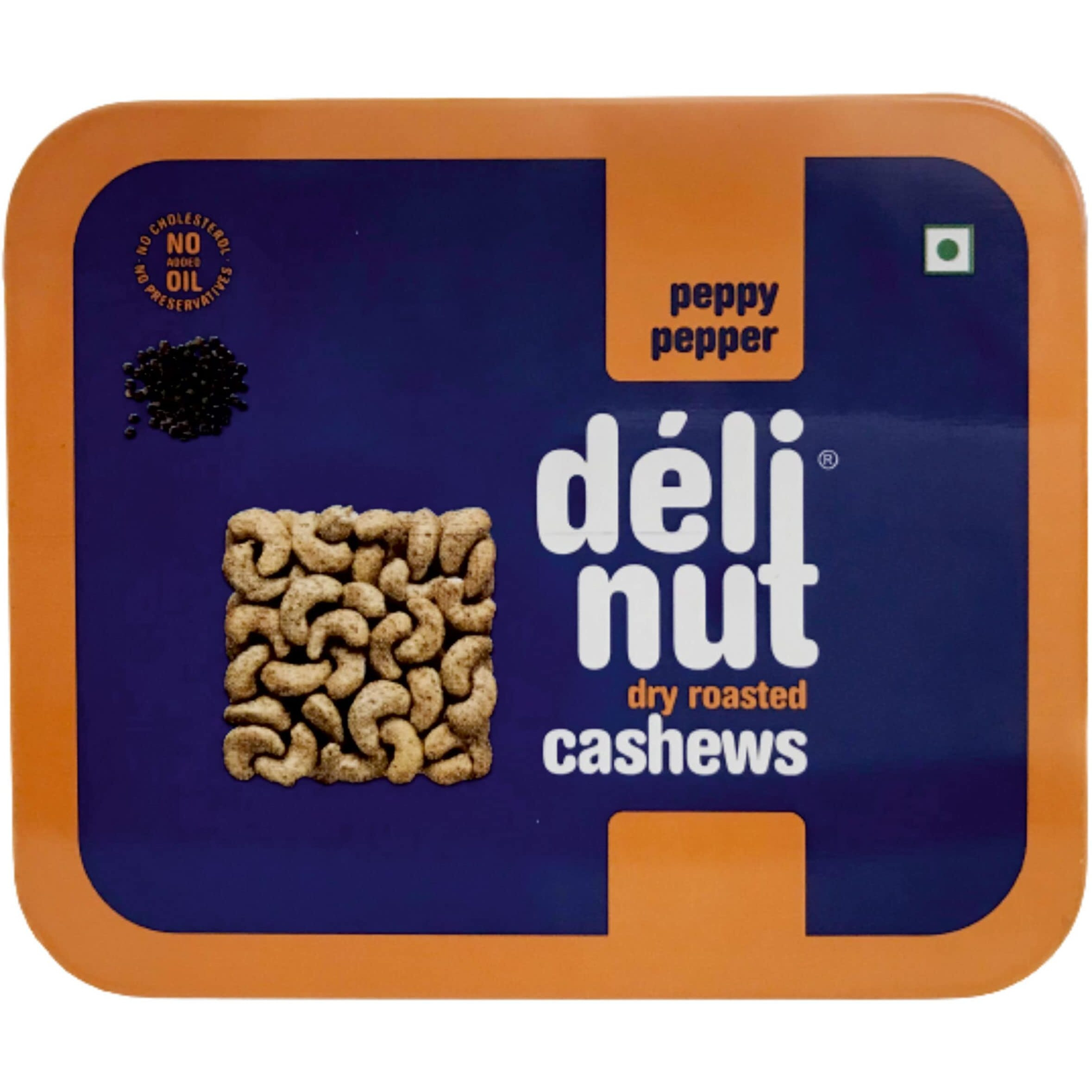 Delinut Dry Roasted Cashews | Plain and Flavoured Cashews (Pepper, 50 gm)