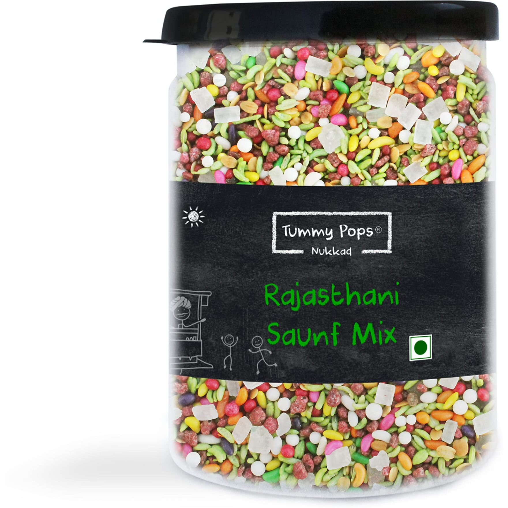 Tummy Pops | Rajasthani Saunf Mix - 90gm Jar | Handmade & Sun-Dried After Meal Digestives Mukhwas Mouth Fresheners, Sweet Fennel Seeds Saunf Mouth Fresheners | Hygienically Prepared & Packed
