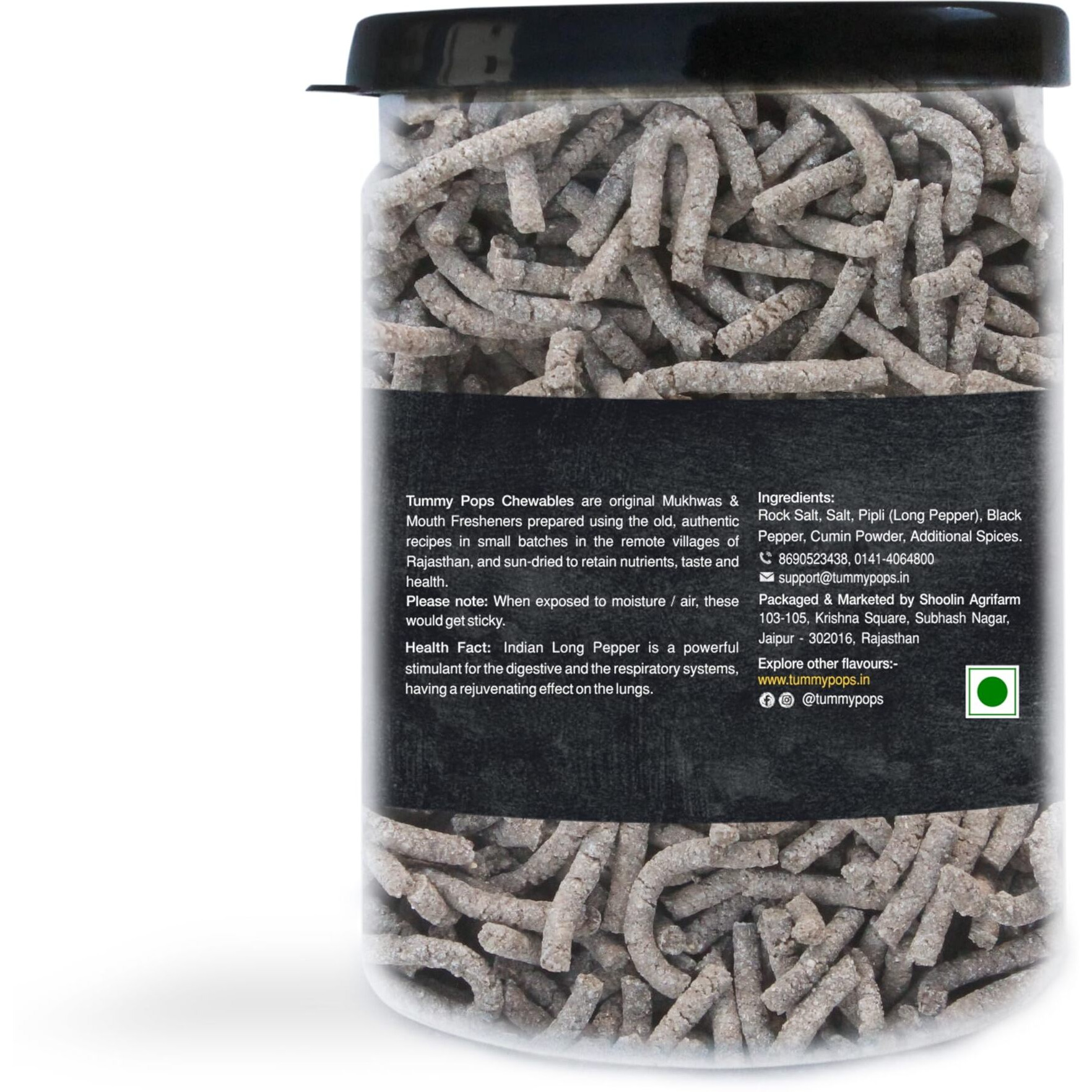 Tummy Pops Pipli Long Pepper Churan Sticks - 90gm Jar Handmade & Sun-Dried Chatpata Churan for Digestion Mouth Fresheners [Hygienically Prepared & Packed]