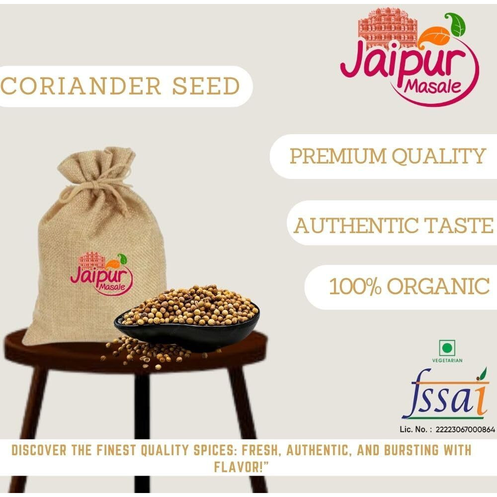 SHAAN-E JAIPUR Coriander Seed/Dhaniya seeds/Kotthmira Vittanalu | Chemical Free & Pesticides Free | Rich Flavour | Coriander Green Dry Seeds (100 gm) with jute bag