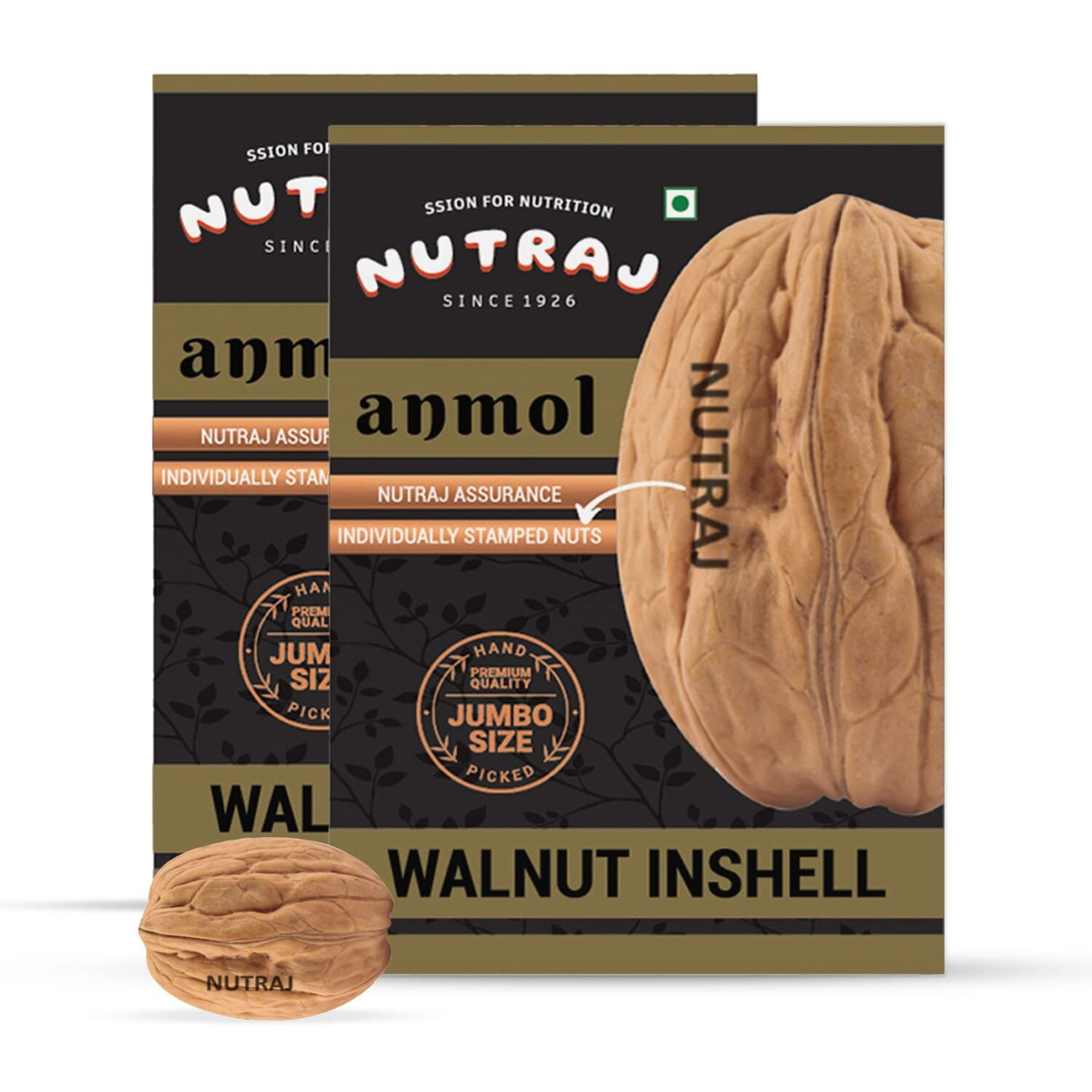 Nutraj Anmol Walnuts Inshell 2000g (2 x 1000g)| Raw Akhrot With Shell | Delicious & Crunchy Walnut | High in anti oxidants | Brain food | Pack of 2