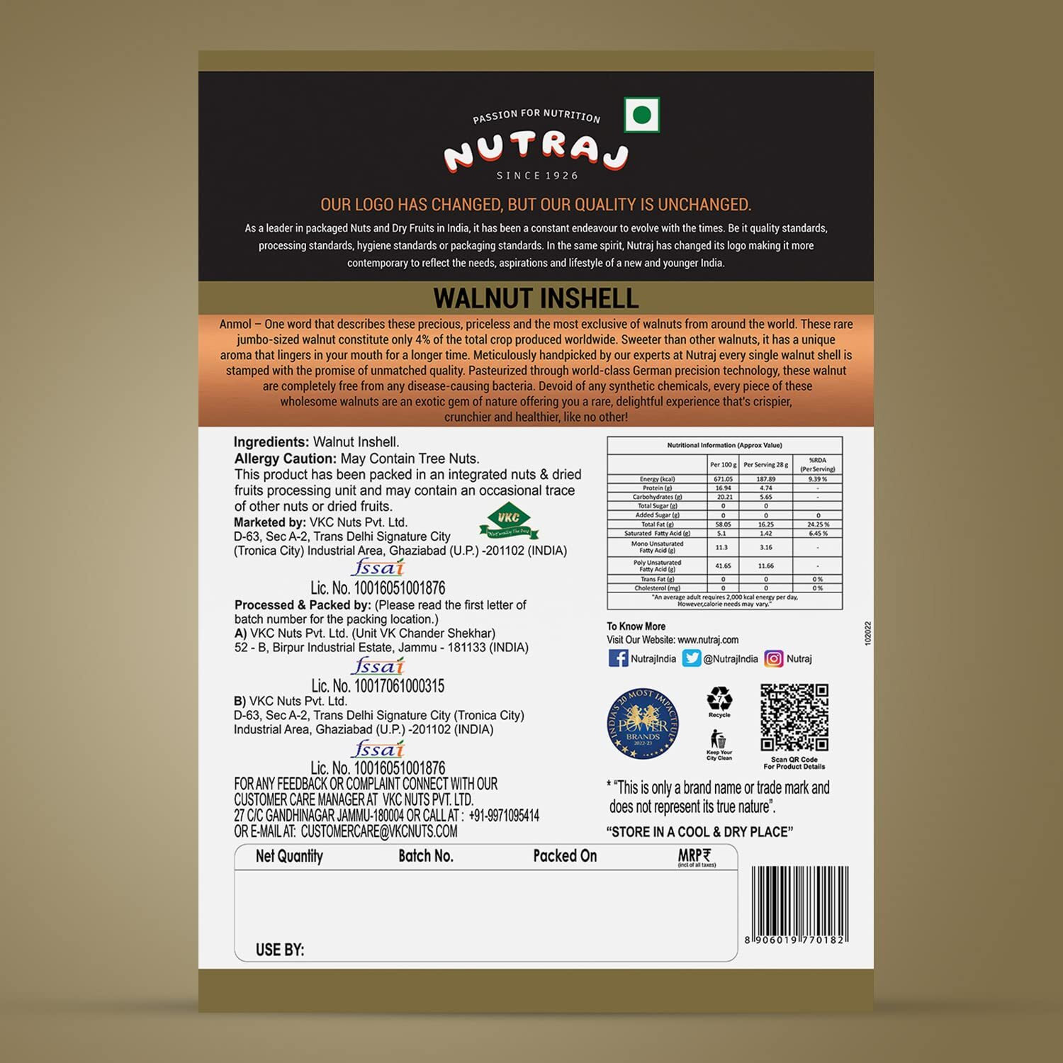 Nutraj Anmol Walnuts Inshell 2000g (2 x 1000g)| Raw Akhrot With Shell | Delicious & Crunchy Walnut | High in anti oxidants | Brain food | Pack of 2