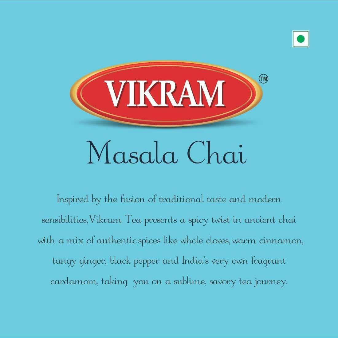 Vikram Masala Chai | Perfect mix of natural spices (Cloves, Cinnamon, Black Pepper, Cardamom) (250g, Box of 4) - 1kg