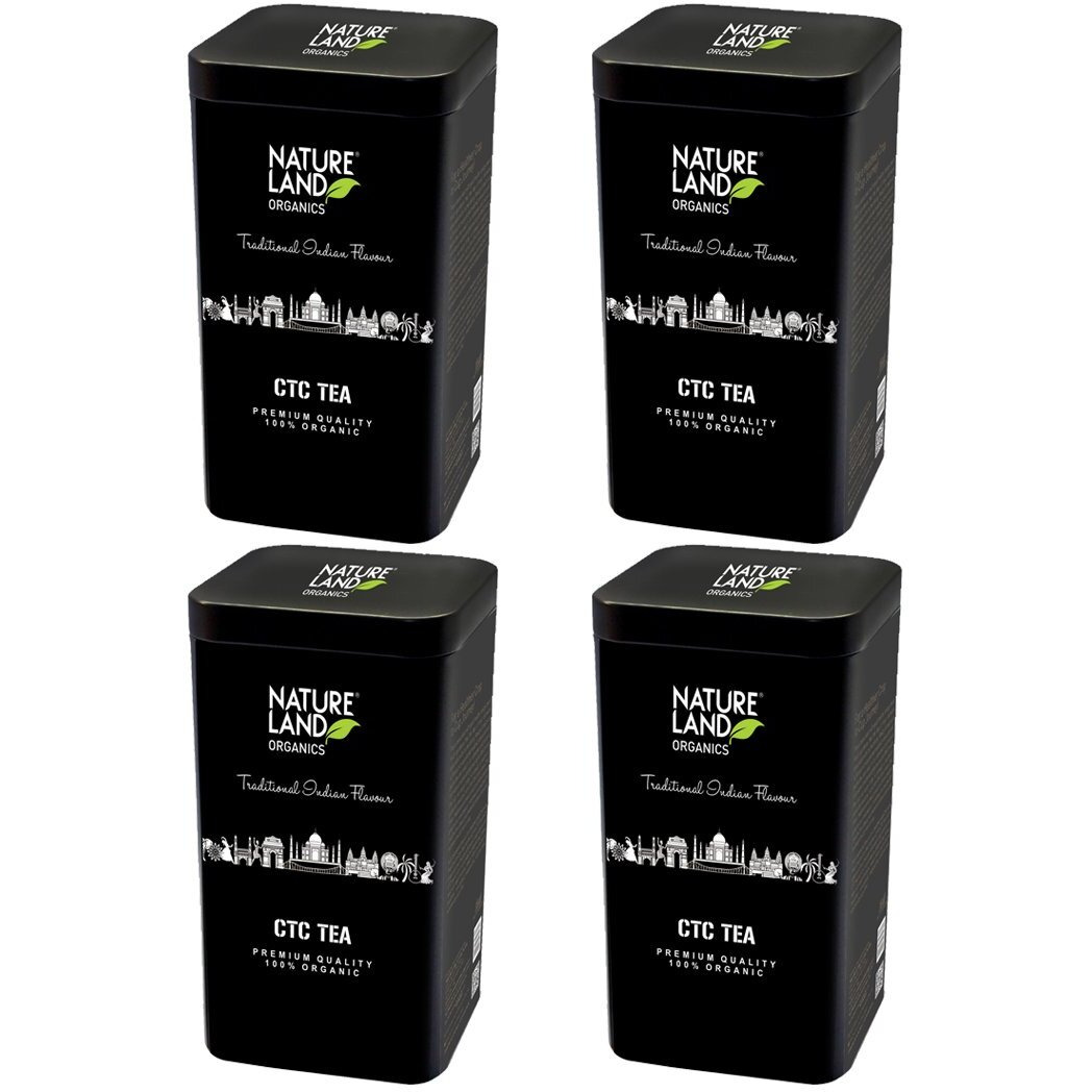Natureland Organics CTC Tea 250 gm, 100% Organic Strong Black Tea (Pack of 4)