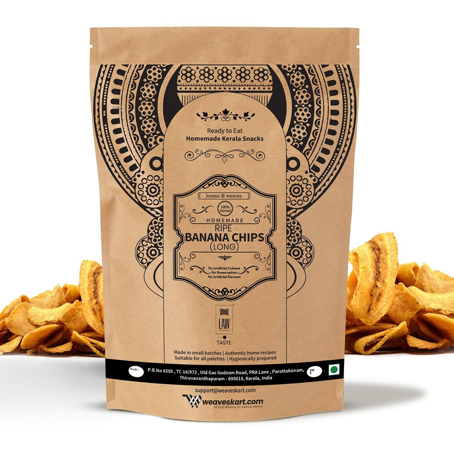 looms & weaves - Fresh Homemade Fried Long Ripe Banana Chips - 400 gm