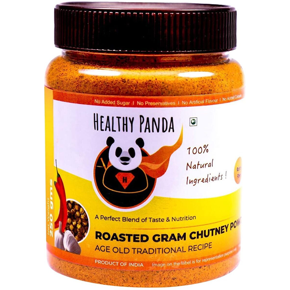 HEALTHY PANDA Roasted Bengal Gram Dal Chutney Powder / Chana Dal Chatni, Fried Gram Dal Podi, Puthani Chatani (100% Natural & Healthy) - 250 Gram