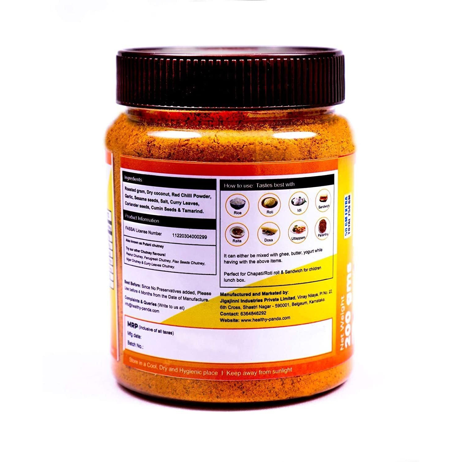HEALTHY PANDA Roasted Bengal Gram Dal Chutney Powder / Chana Dal Chatni, Fried Gram Dal Podi, Puthani Chatani (100% Natural & Healthy) - 250 Gram