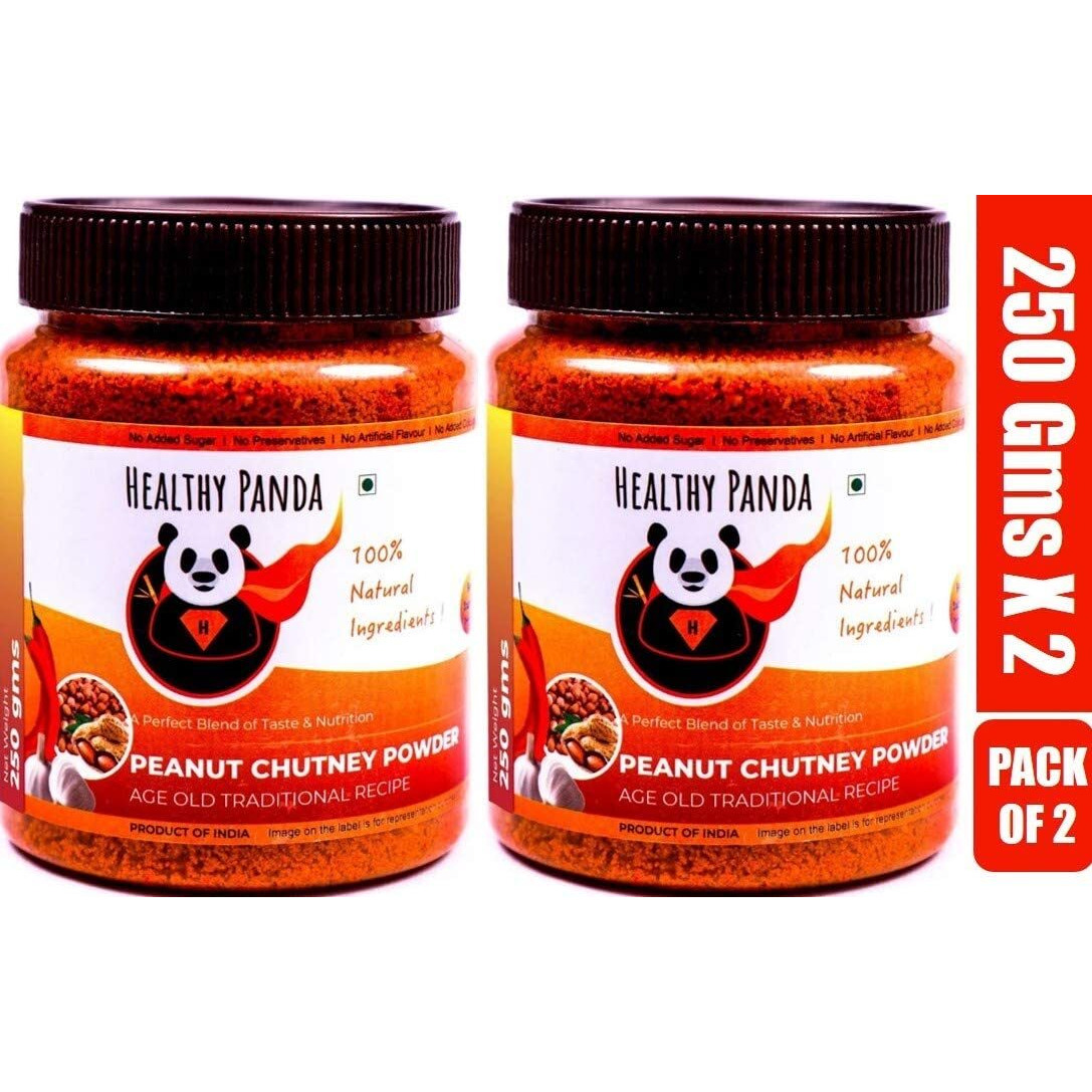 HEALTHY PANDA Peanut Garlic Chutney Powder / Groundnut Chutni Powder Also Famously Known As Shenga Chatni - 250 Gram, Pack of 2 (500 Grams)