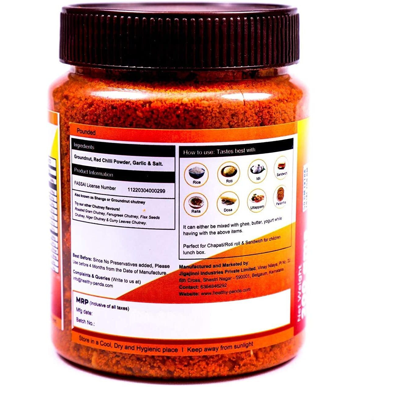 HEALTHY PANDA Peanut Garlic Chutney Powder / Groundnut Chutni Powder Also Famously Known As Shenga Chatni - 250 Gram, Pack of 2 (500 Grams)