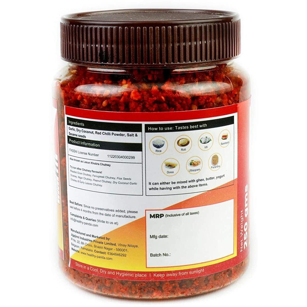HEALTHY PANDA Hot Garlic Chutney Lasun Chantni, Belloli Chatani, Chilli Garlic Chutni (100% Natural & Healthy) - 250 Gram, Pack of 2 (500 Grams)