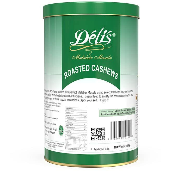 Delinut Dry Roasted Cashews | Plain and Flavoured Cashews (Masala, 400 gm)