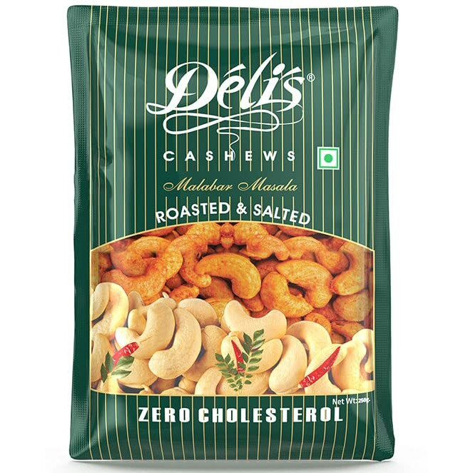 Delinut Dry Roasted Cashews | Plain and Flavoured Cashews (Masala, 250 gm)
