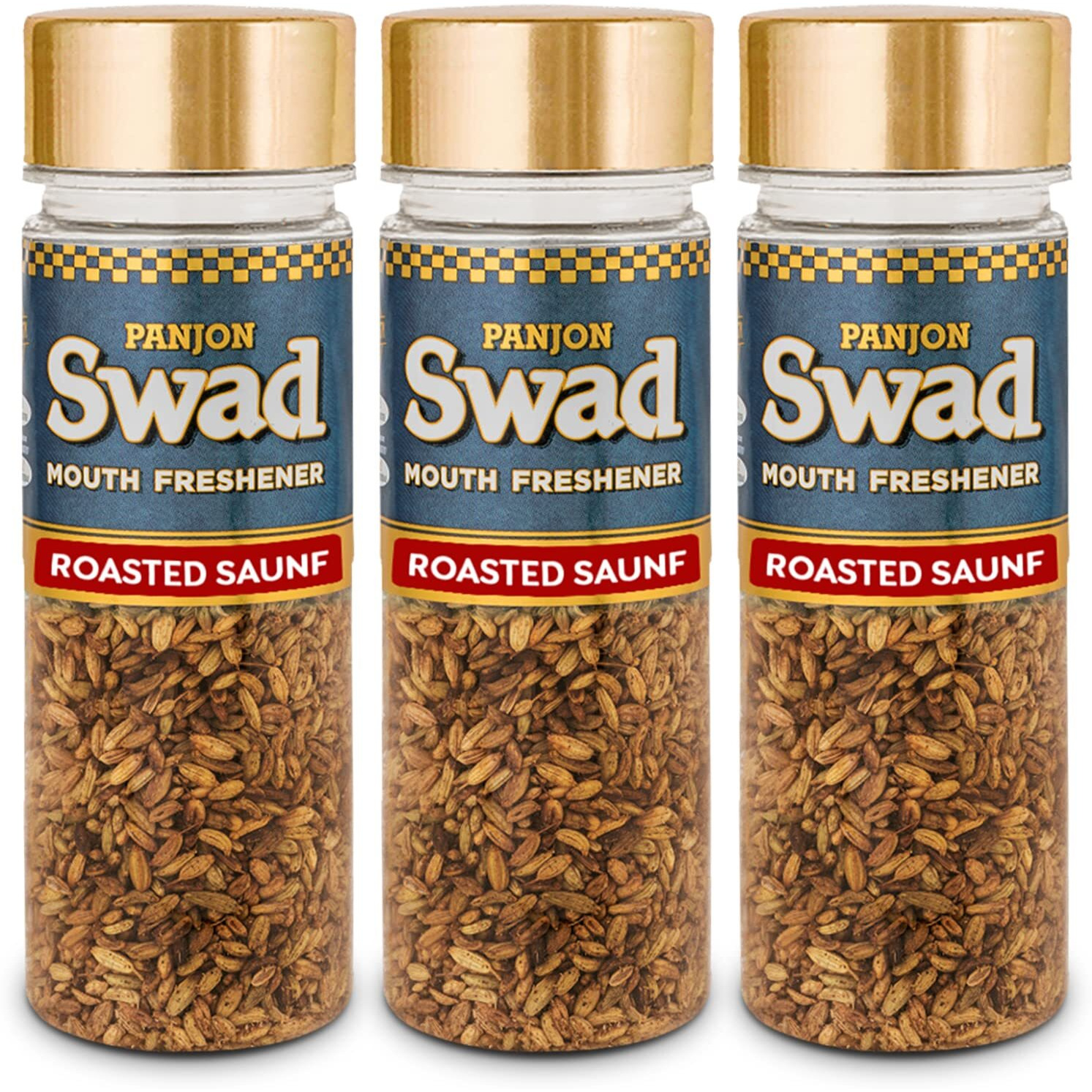 Panjon Swad Roasted Saunf Mukhwas (Pack Of 3 X 60 Grams) | Digestive Mouth Freshener | Hygienically Packed Traditional Pachak | Tasty Mouthfresheners | After-Meal Snack | Dry Mukhwas